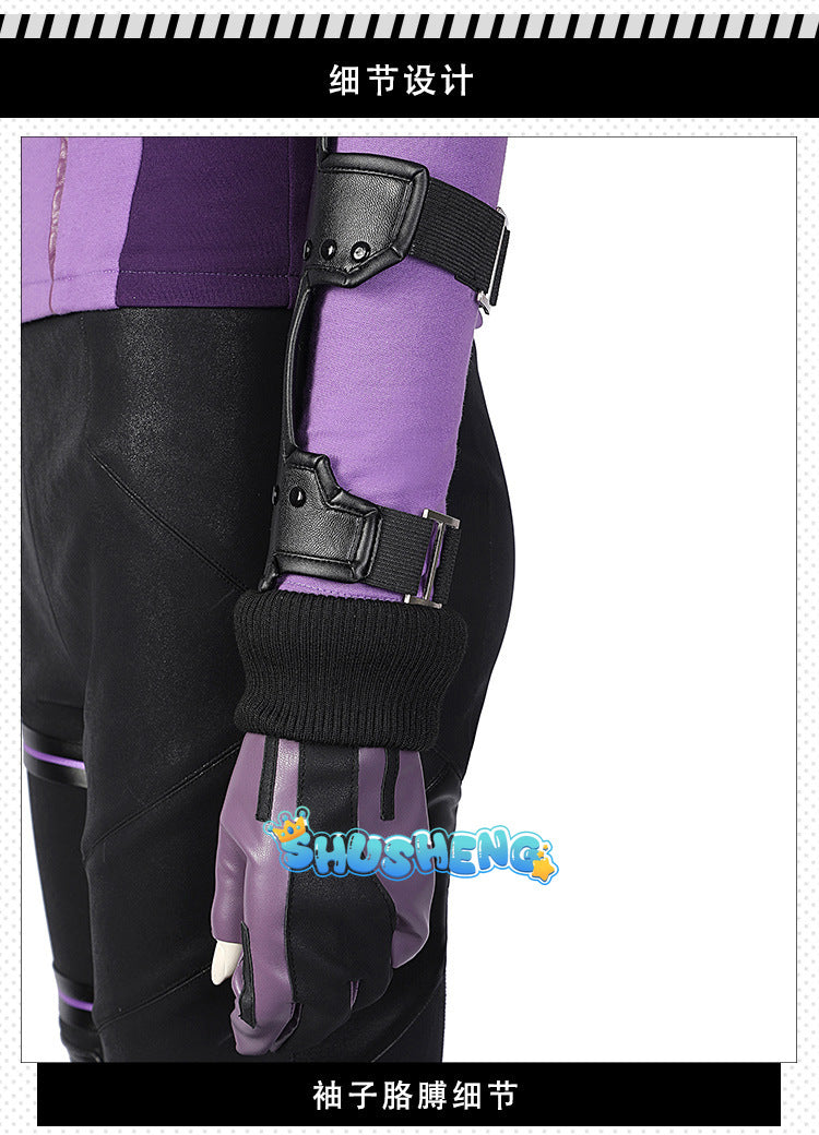 Female Hawkeye Kate Bishop Cosplay Costume with Quiver Hawkeye Super Powered Hero Outfit for Halloweewn Carnival Party