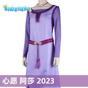 Movie Wish Asha Wish Magnifico Cosplay Costume Asha Disguise Princess Purple Dress Halloween Christmas for Women