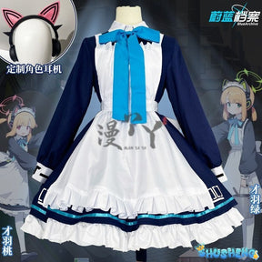 Anime Game Blue Archive Cosplay Saiba Midori Saiba Momoi Costume Maid Uniform Lolita Cat Ears Tail For Halloween Customized