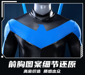 Shusheng-R Anime Nightwing Dick Grayson Cosplay Costume 3D Jumpsuit Halloween Suits Clothes Anime Outfits Men Uniform