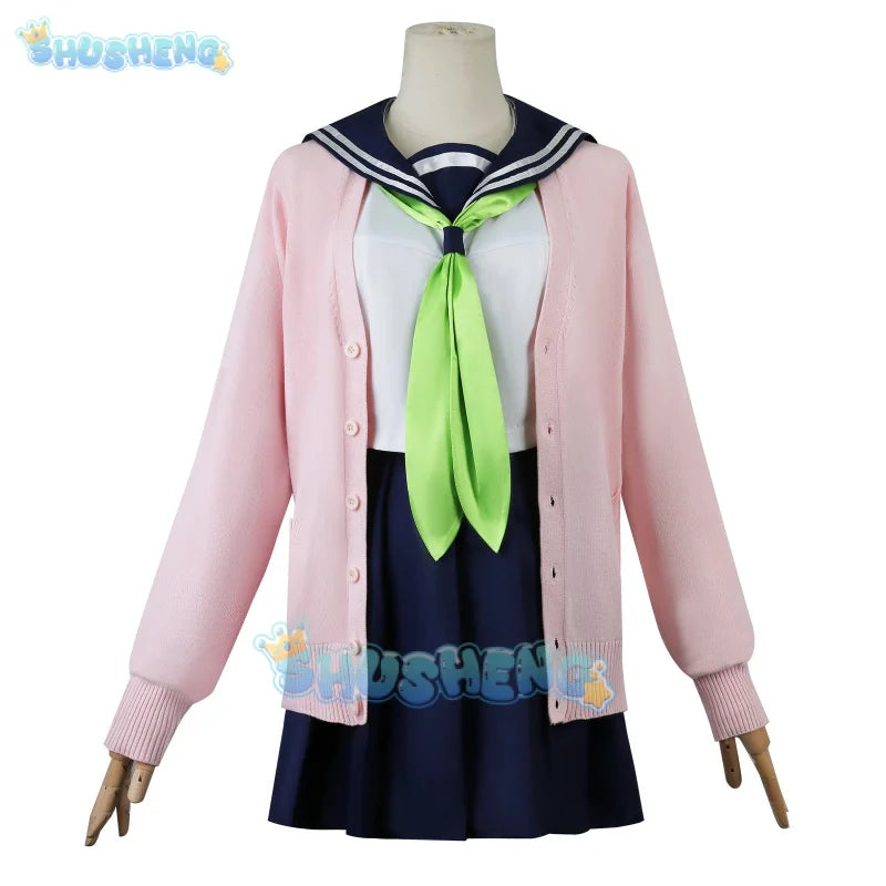 Anime My Deer Friend Nokotan Kinu Tanukikoj Cosplay Costume Wig Dress School Uniform JK Sailor Skirt Halloween Party Women Girls