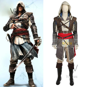 Uniform Outfits Complete Customization Suit Halloween PartyAssassins Cosplay Edward Costume Creed Black Flag Kenway  Male