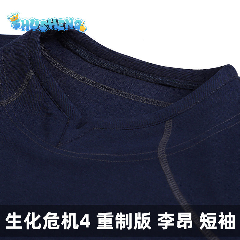 Resident 4 Leon S Kennedy Evil Cosplay Costume Grey T Shirt Leon Death Island T-Shirt Casual Streetshirt for Man Halloween Suit