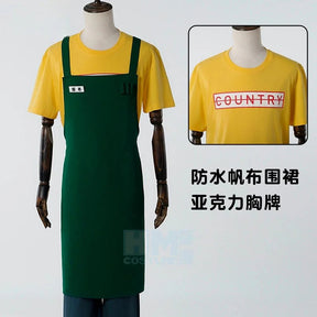 Taro Sakamoto Cosplay Anime Costume Sakamoto Days Lu Shaotang Yellow Pants Apron Glasses Halloween Party Women Men T-Shirt
