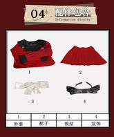 The Hundred Line -Last Defense Academy- Cosplay Tsukumo Kako Costume Red JK Dress Coat Tie Headwear Halloween Men Women Uniform