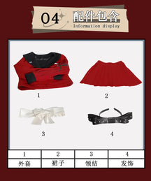 The Hundred Line -Last Defense Academy- Cosplay Tsukumo Kako Costume Red JK Dress Coat Tie Headwear Halloween Men Women Uniform