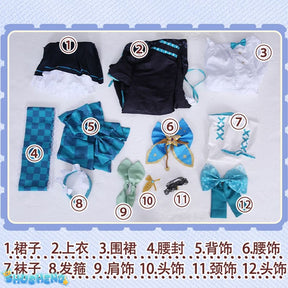 Anime Virtual Idol Pomu Rainpuff Cosplay Costume NIJISANJI EN Lazulight Member Maid Attire Lolita Woman Kawaii Party Suit
