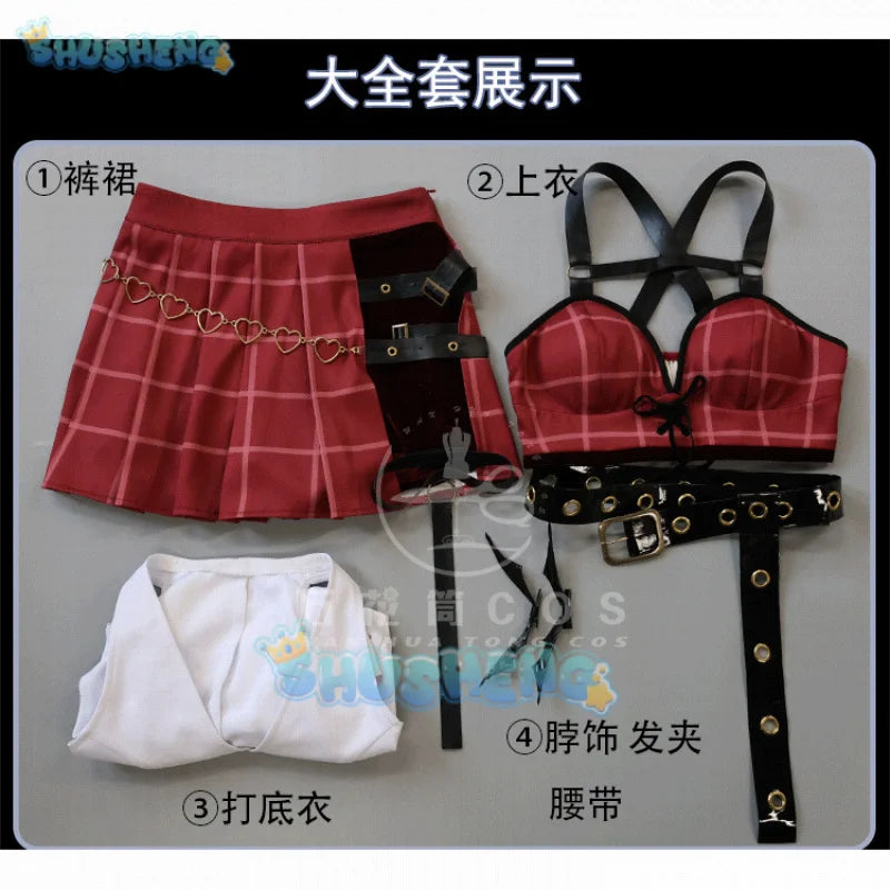 Shusheng Sanya Cosplay Anime VTuber Costume Sweet Lovely Singing Suit Uniforms Full Set Halloween Party Role Play Clothing S-XL