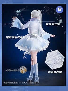 Shusheng-R RWBY Weiss Schnee Ice queen Cosplay Ruby Costume Coat strapless dress bag crown cummerbund set Halloween sweet Woman uniform