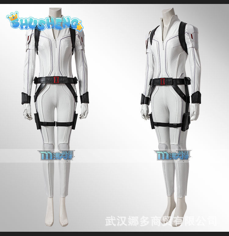 Superheroine Widow Cosplay Natasha Romanoff Costume White Battle Suit Women Outfit for Halloween Carnival Party Any Size