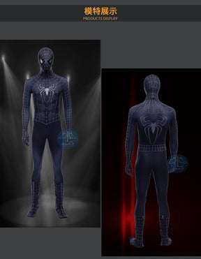 Black Spiderman Costume Cosplay Bodysuit 3D Printed Spandex Superhero Zentai Outfits Halloween Costume BodySuit