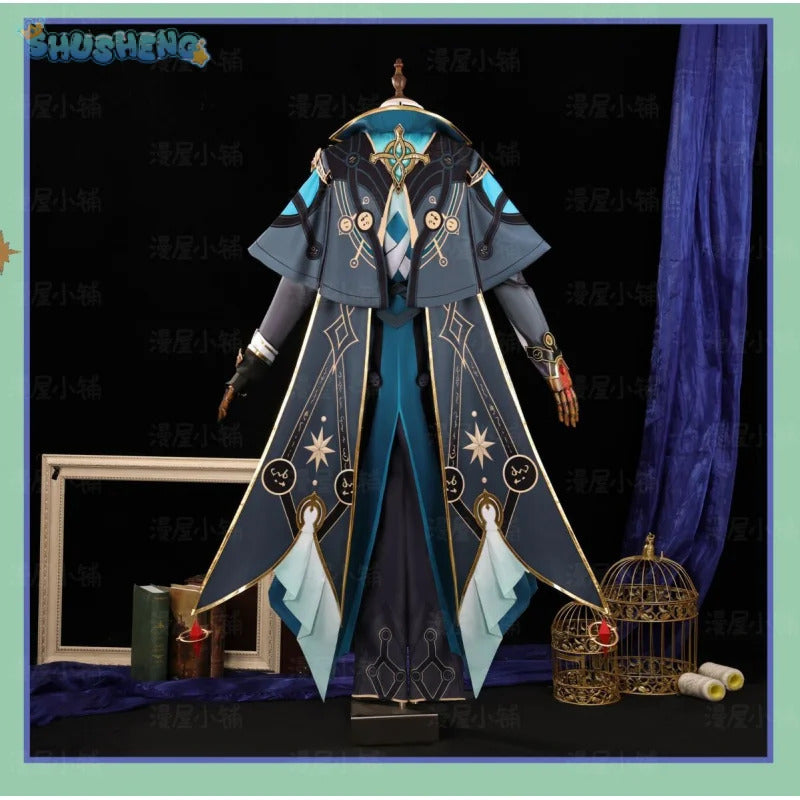 Shusheng-R Game Anaxagoras Honkai: Star Rail Cosplay Costume Halloween Carnival Handsome Coat Gloves Eye Mask Props Wig Men Uniform New Set