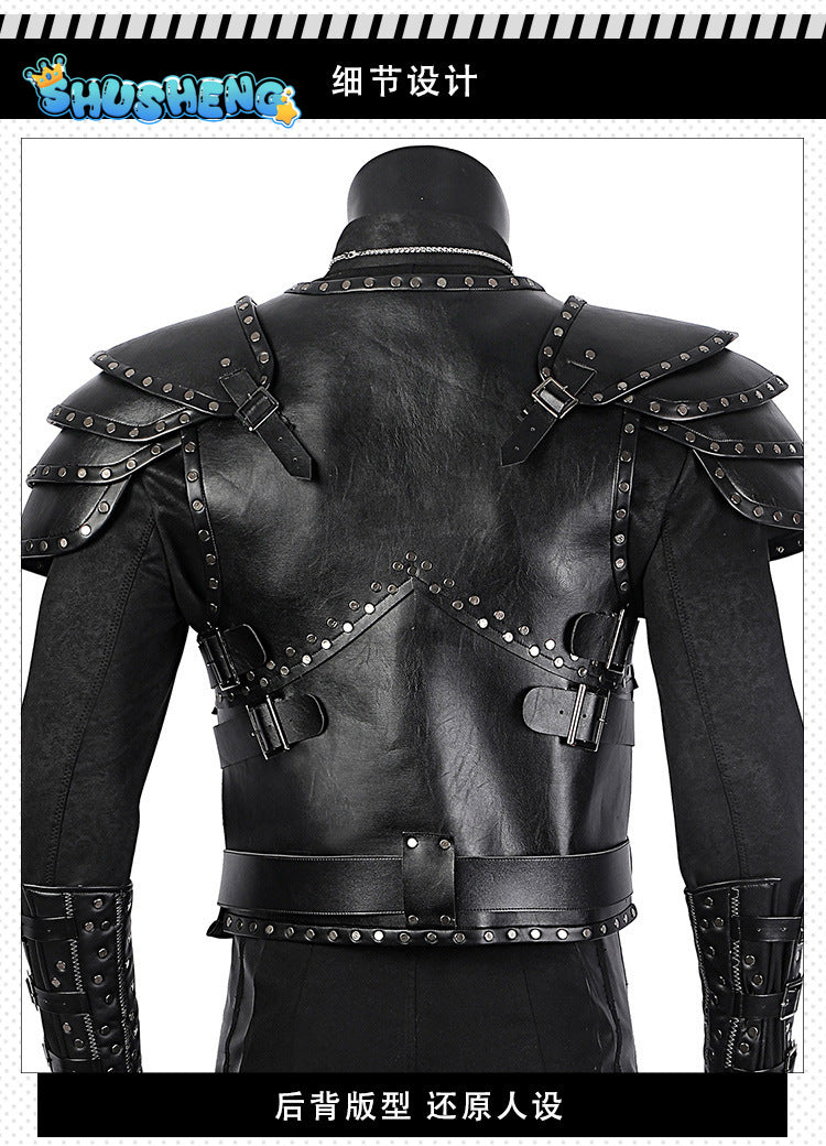 Geralt of Rivia Cosplay Fantasia Costume Leather Jacket for Adult Man Uniform Top Pants Belt Outfit Halloween Carnival Costumes