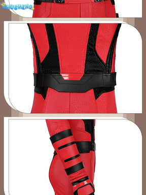 Daredevil Cosplay Costume Matt Murdock Red Leather Battle Suit Jumpsuit Belt Gloves Fullset Outfit Halloween Carnival Party Suit