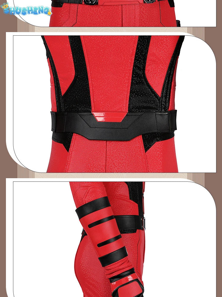 Daredevil Cosplay Costume Matt Murdock Red Leather Battle Suit Jumpsuit Belt Gloves Fullset Outfit Halloween Carnival Party Suit