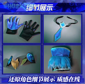 Game LOL battle bat Xayah cosplay costume uniform coat cloak hat gloves women Halloween party Carnival role play outfits