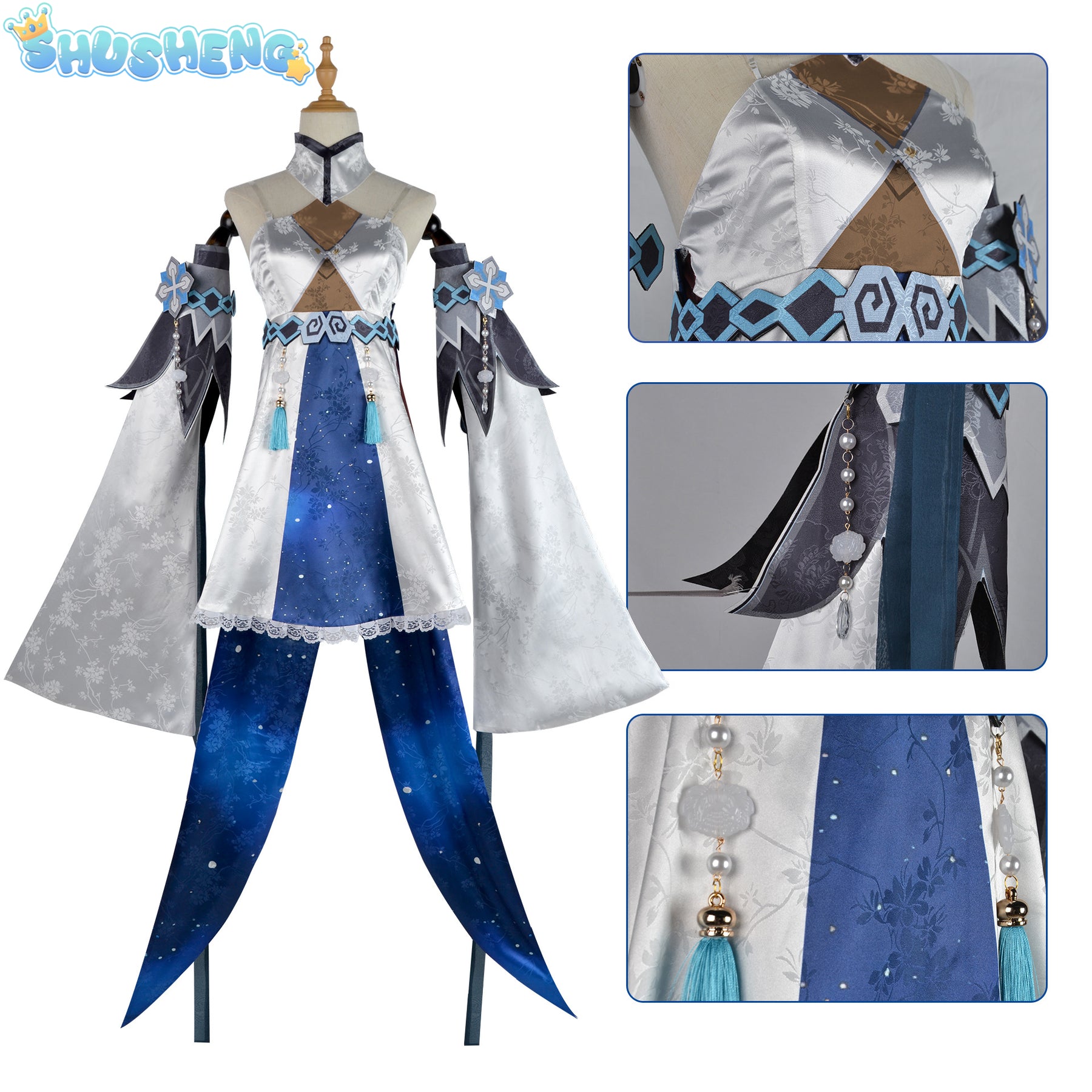 Game Genshin Impact Haagentus Cosplay Costume Beautiful Dress Rompers Scarf Sleevelet Socks Wig Belt