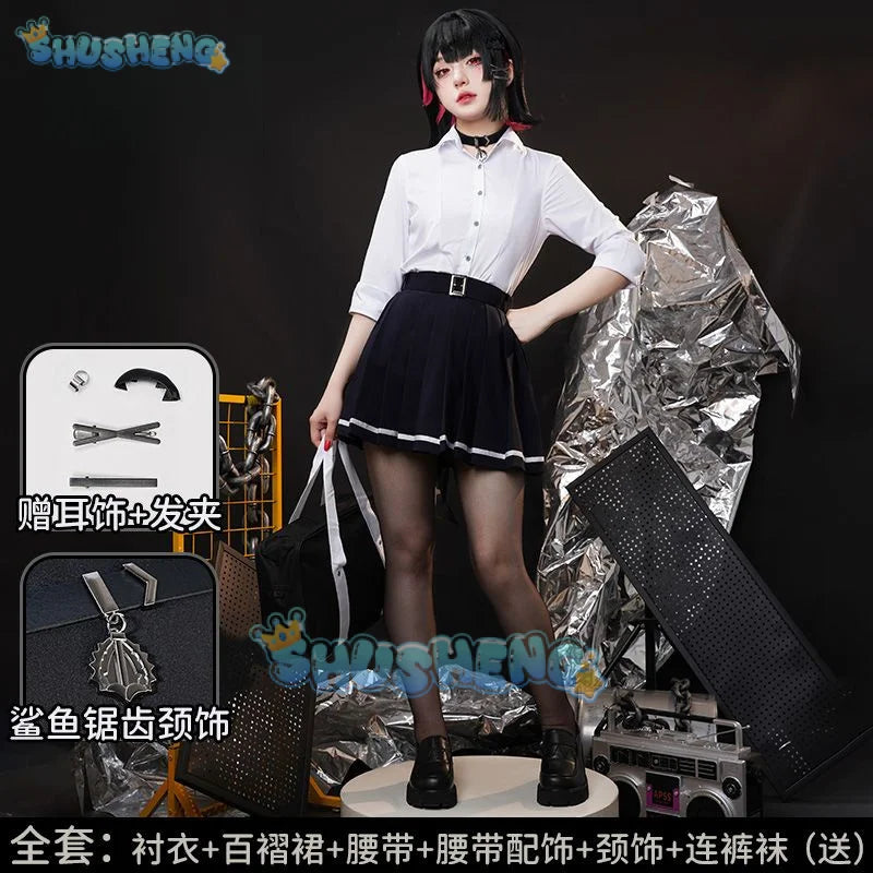 Ellen Joe Cosplay Costume Game Zenless Zone Zero Cosplay Women Cute JK Uniform Ellen Joe Cosplay Tail