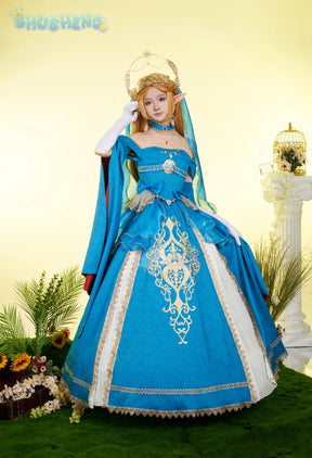Zelda Cosplay Costume Halloween party wig Elf ears Accessories gorgeous cute Lolita dress Zelda princess Woman set