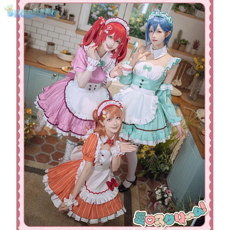 LoveLive!Superstar!!Uehara Ayumu Ruby Kurosawa Wakana Shiki Cosplay Costume Socks Apron Tie Hair Clip Wig Halloween Maid Set