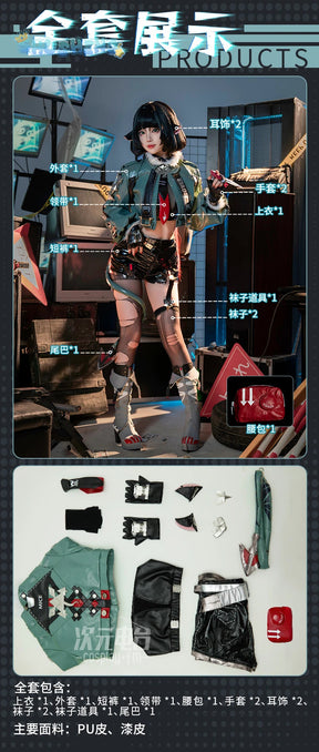 Jane Doe Cosplay Game Zenless Zone Zero Costume Sexy Mouse Girl Tail Waist Bag Socks Gloves Accessories Set Carnival Party Set