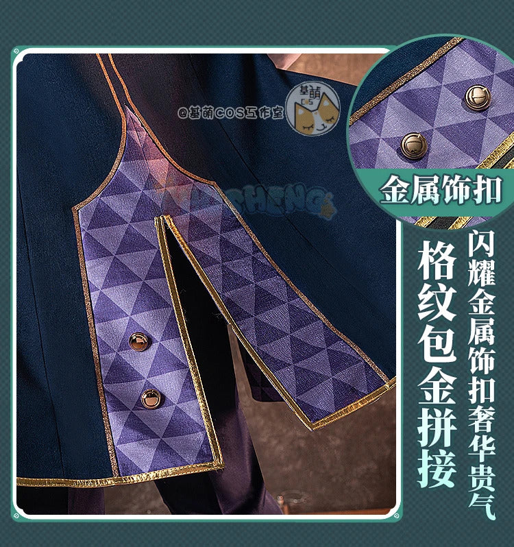 Shusheng Honkai: Star Rail Aventurine Game Suit Gorgeous Handsome Uniform Cosplay Costume Halloween Carnival Party Outfit Men