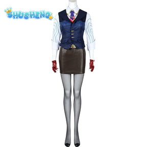 Woman Valorant Chamber Cosplay Costume Female Vest Shirt Skirt Outfit with Accessories Full Set and Individual Items Are Sold