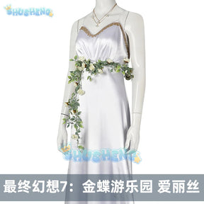 Game Final Fantasy VII Rebirth Aerith Gainsborough Cosplay Costume Women Girls Aerith White Dress Suit Halloween Party Outfits