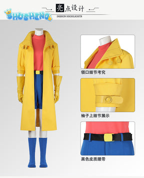 Adult Sexy Female X Police 97 Man Jubilation Lee Jubilee Halloween Carnival Cosplay Costume Yellow Trench Coat