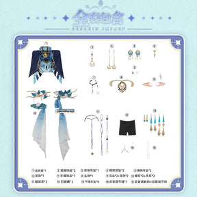 Genshin Impact Lauma Cosplay Costume Dress Uniform Headwear Earrings Frostmoon Scions Halloween Party for Women Girls