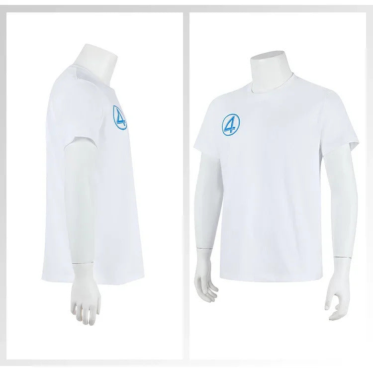 Fantastic Four Mr.Fantastic Invisible Woman Human Torch The Thing Cosplay Costume White Short Sleeve Uniform Halloween Carnival