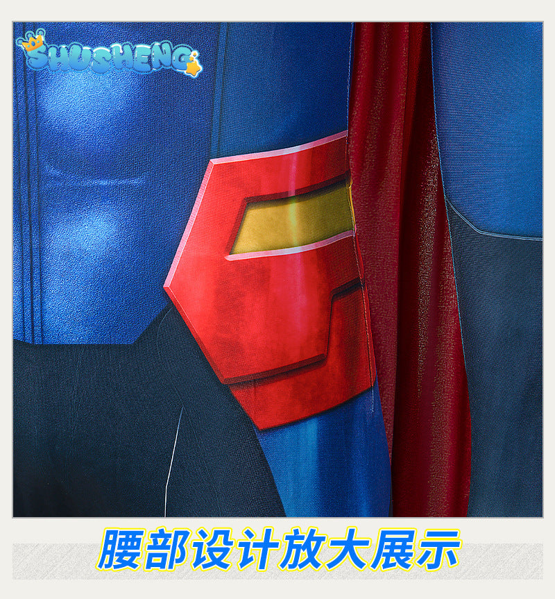 Super Boy Conner Cosplay Kent Costume Jumpsuit Cape Set Superhero Adult Men's Halloween Party Suit Comics Character Costume