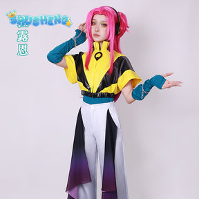 LOL Heartsteel Alune Wig Cosplay Costume Purple Wig Game Cosplay Halloween Anime Event Outfit Women Suit Uniform