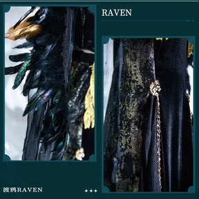 Path to Nowhere Raven MBCC-S-074 Cosplay Black glue gift box Costume Halloween Black Dress Necklace Props Wig Women's Sexy Set