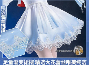 Shusheng-R RWBY Weiss Schnee Ice queen Cosplay Ruby Costume Coat strapless dress bag crown cummerbund set Halloween sweet Woman uniform