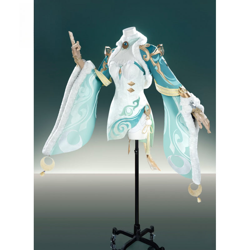 Shusheng-R Genshin Impact Zibai Cosplay Costume Role Play Women Girls Elegant Halloween Party Dress Suit Full Set