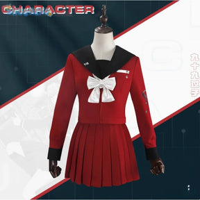 The Hundred Line -Last Defense Academy- Cosplay Tsukumo Kako Costume Red JK Dress Coat Tie Headwear Halloween Men Women Uniform
