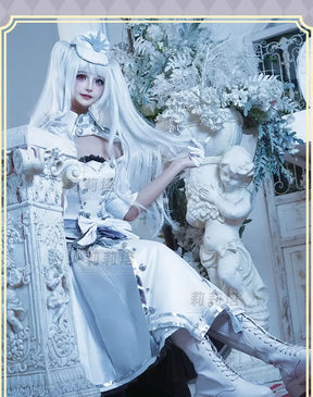 Shusheng-R Tokisaki Kurumi Nightmare Cosplay DATE A LIVE The White Queen Costume Halloween Party Lolita Dress Wig Props Women's Sweet Set
