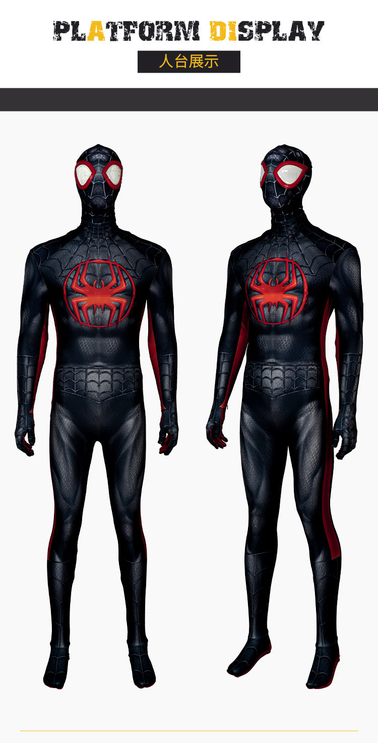 Superhero Miles Morales Cosplay Costume Jumpsuits Halloween Adult Kids Bodysuit Coat Party