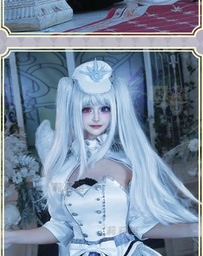 Shusheng-R Tokisaki Kurumi Nightmare Cosplay DATE A LIVE The White Queen Costume Halloween Party Lolita Dress Wig Props Women's Sweet Set