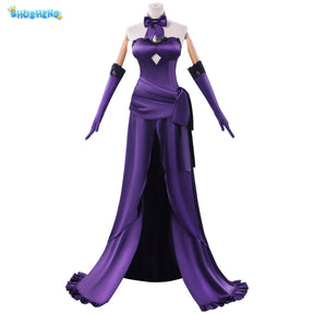 In Stock Game Fate FGO Jeanne D'Arc Cosplay Costume Jeanne Alter Purple Elegant Dress Wig Halloween Party Uniform for Women