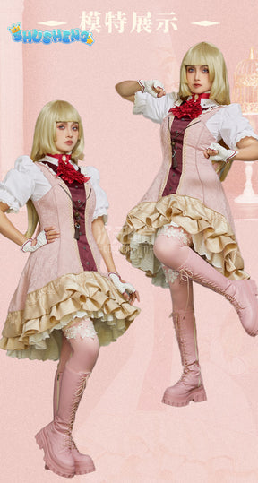 Game Tekken 8 Lili Cosplay Emilie De Rochefort Costume Wig skirt glove accessories Halloween party cute and sweet pink dress set