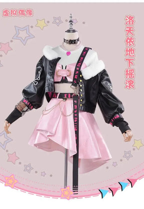 Luo Tianyi  Virtual idol Cosplay Vsinger underground rock Costume Coat dress earring prop set Halloween fashion women uniform