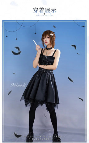 Wonderful Everyday Down the Rabbit-Hole Minakami Yuki cosplay costume Halloween sexy black dress socks necklace props uniform