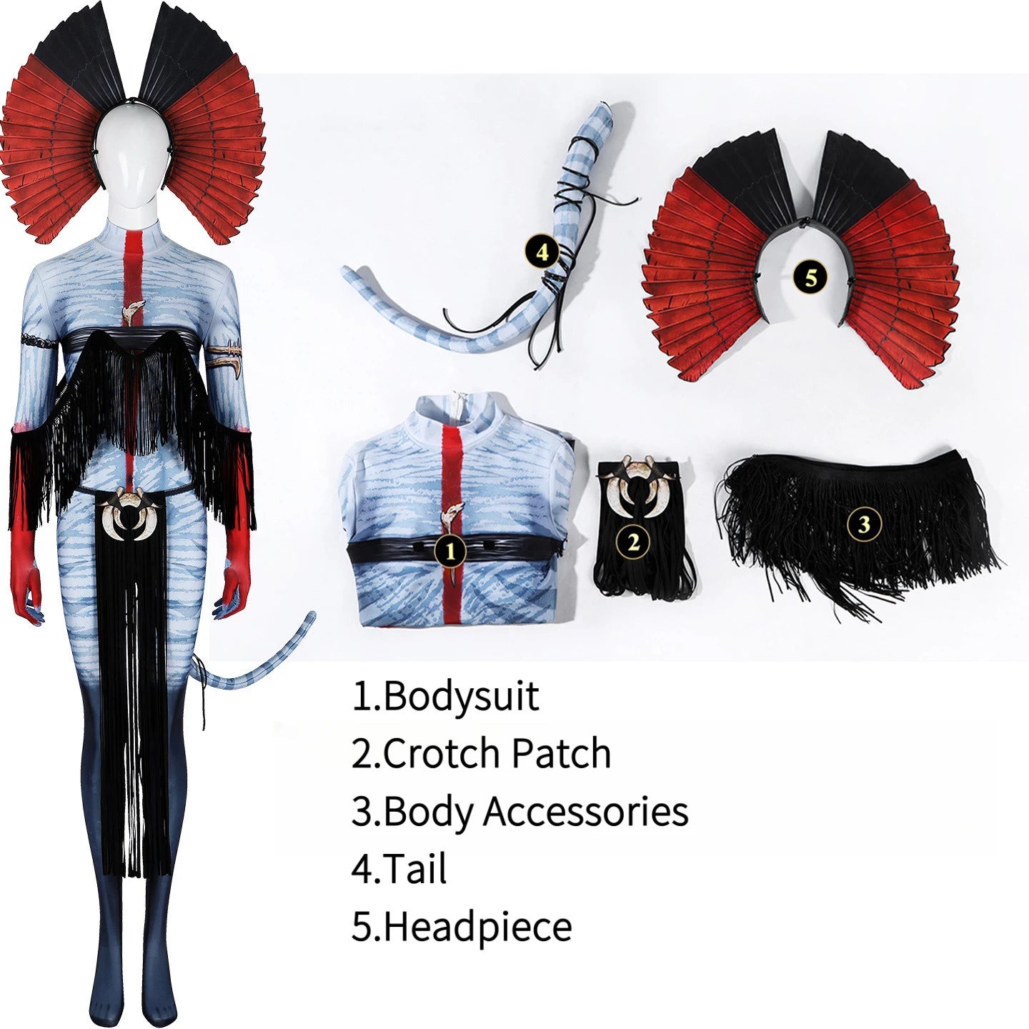 Shusheng-R Avatar:Fire and Ash Neytiri te Ckaha Mo'at’ite Cosplay Costume Tail Zentai Female Halloween Party Bodysuit