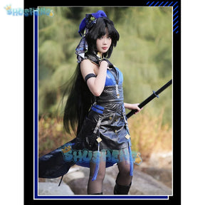 Yangyang cosplay costume wuthering waves game suit little blue hat unirom dress role play Halloween party outfit Women