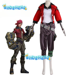 Game LOL Arcane Vi Cosplay Costume Piltover Enforcer Outfit Vi Uniform Wig For Women Halloween Carnival Role Play Props Hot Sale