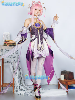 Fu Xuan Cosplay Costume Game Honkai Star Rail Character Fuxuan Uniform Outfit Halloween Party Women Wig Shoes