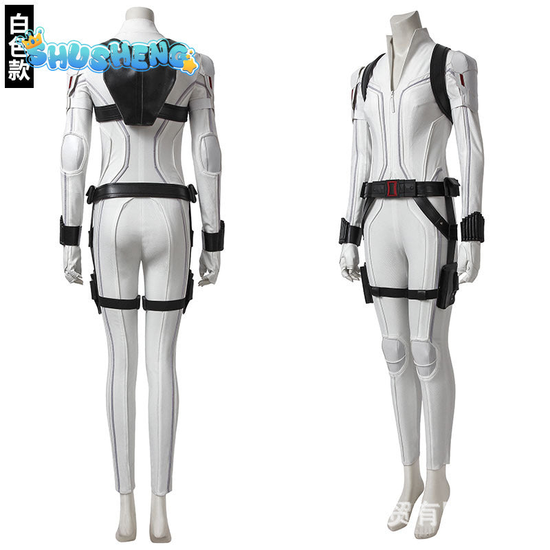 Superheroine Widow Cosplay Natasha Romanoff Costume White Battle Suit Women Outfit for Halloween Carnival Party Any Size