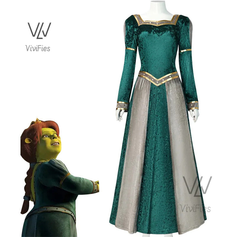 Anime Princess green dress Fiona dress Shrek cosplay costume Halloween fancy fantasy party suit roleplay for adult woman